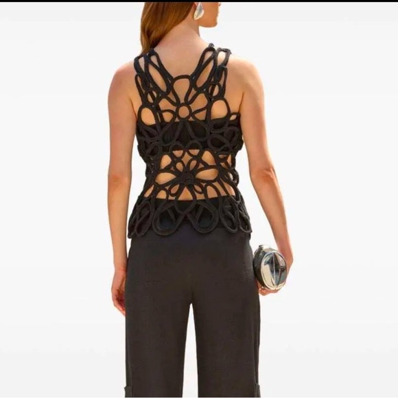 NWOT Cult Gaia Danica Crochet Knit Tank Top Black - Picture 2 of 6
